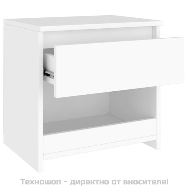 Нощни шкафчета, 2 бр, бели, 40x30x39 см, инженерно дърво