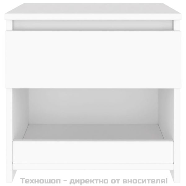 Нощни шкафчета, 2 бр, бели, 40x30x39 см, инженерно дърво
