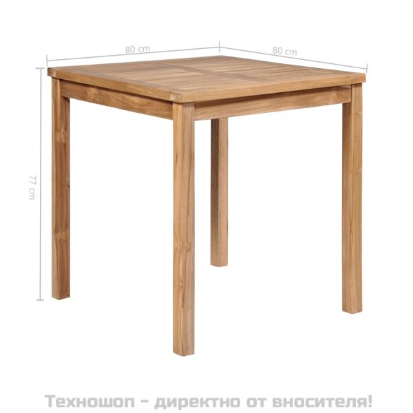 Градински трапезен комплект, 5 части, тиково дърво масив