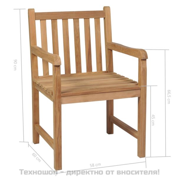 Градински трапезен комплект, 5 части, тиково дърво масив