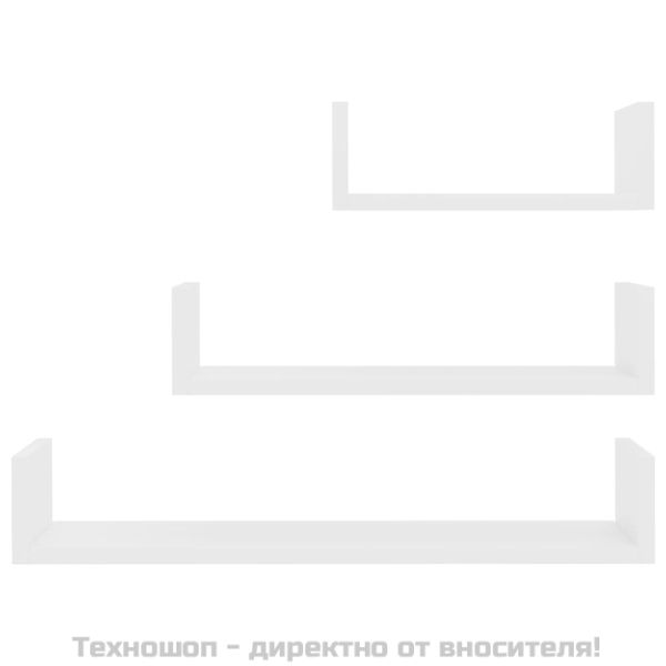 Стенни рафтове, 3 бр, бели, инженерно дърво