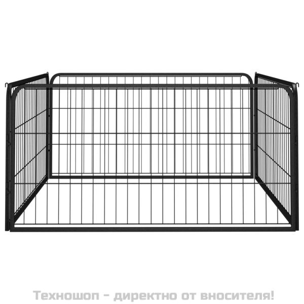 Заграждение за куче 4 панела черно 100x50 см прахово боядисано