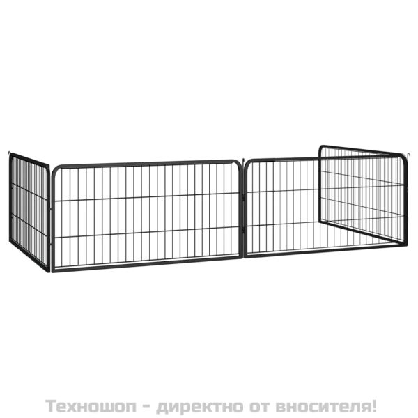 Заграждение за куче 4 панела черно 100x50 см прахово боядисано