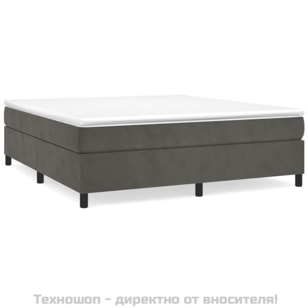 Боксспринг легло с матрак, тъмносиво, 200x200 см, кадифе