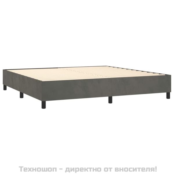 Боксспринг легло с матрак, тъмносиво, 200x200 см, кадифе
