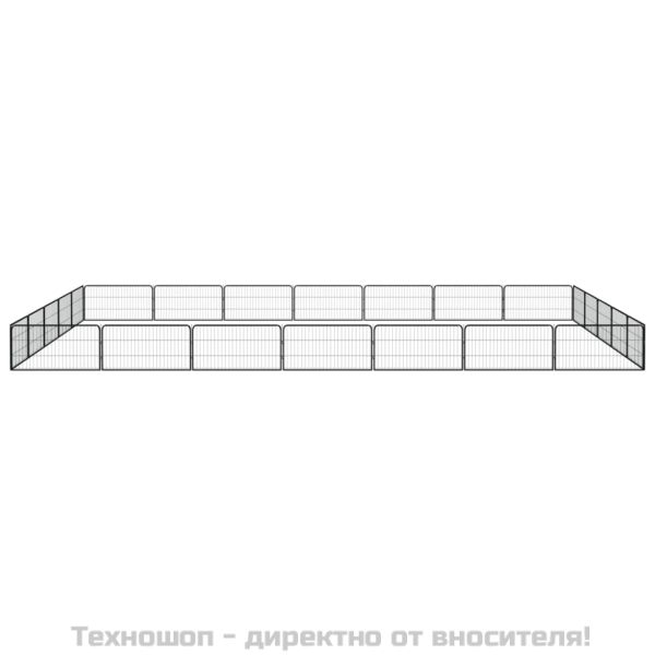 Заграждение за куче черно 24 панела 100x50 см прахово боядисано