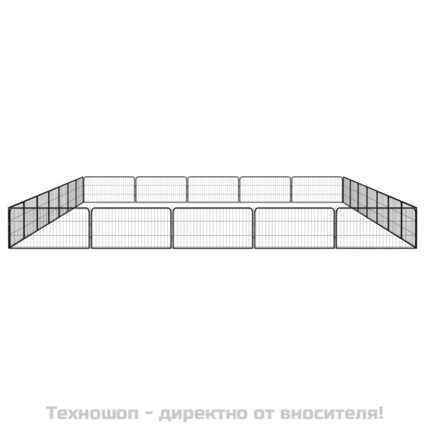 Заграждение за куче черно 24 панела 100x50 см прахово боядисано