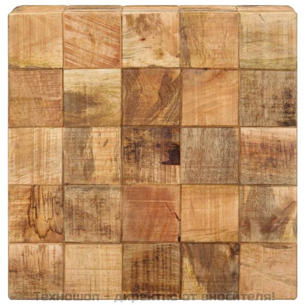 Маси за кафе, 2 бр, с дизайн на блокчета, грубо мангово дърво