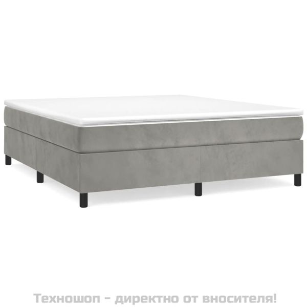 Боксспринг легло с матрак, светлосиво, 200x200 см, кадифе