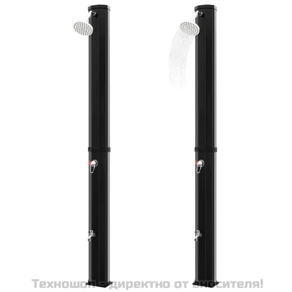 Външен соларен душ с душ слушалка и кран 35 л черен