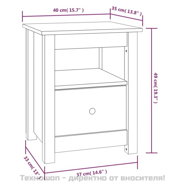 Нощни шкафчета, 2 бр, бели, 40x35x49 см, борово дърво масив