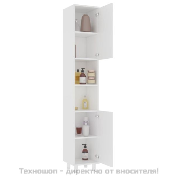 Шкаф за баня, бял, 30x30x179 см, инженерно дърво