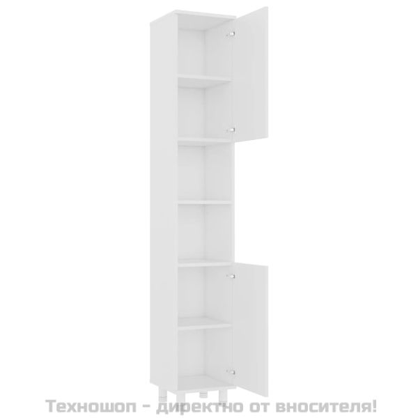 Шкаф за баня, бял, 30x30x179 см, инженерно дърво