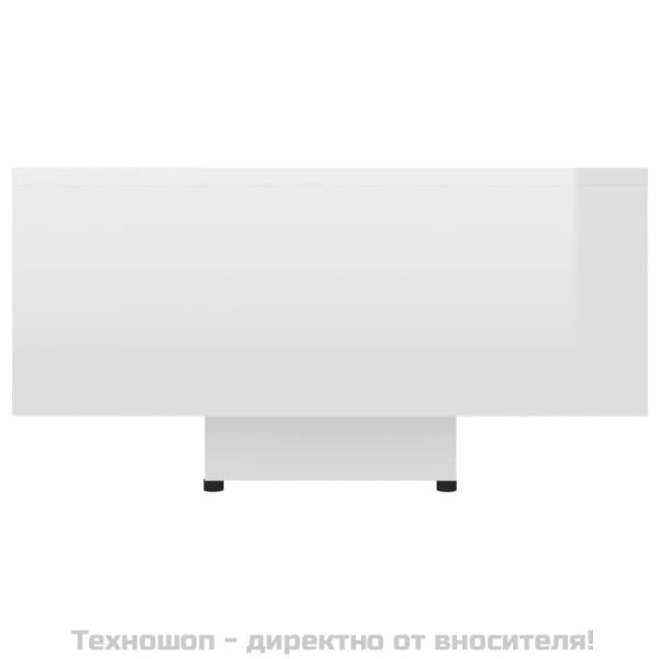 Маса за кафе, бял гланц, 85x55x31 см, инженерно дърво