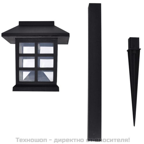 Комплект соларни градински LED лампи с клин, 8.6 х 8.6 х 38 см – 12 бр