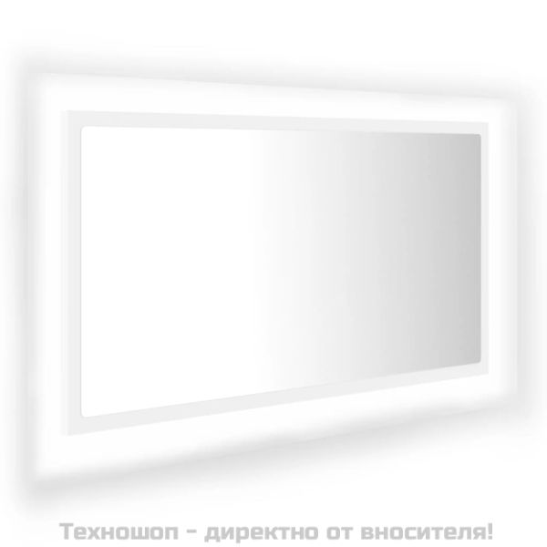 LED огледало за баня, бяло, 80x8,5x37 см, акрил
