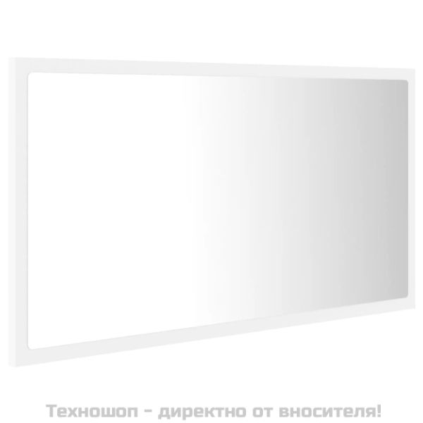 LED огледало за баня, бяло, 80x8,5x37 см, акрил