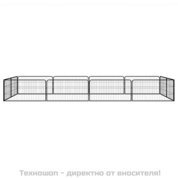 Заграждение за куче черно 12 панела 100x50 см прахово боядисано