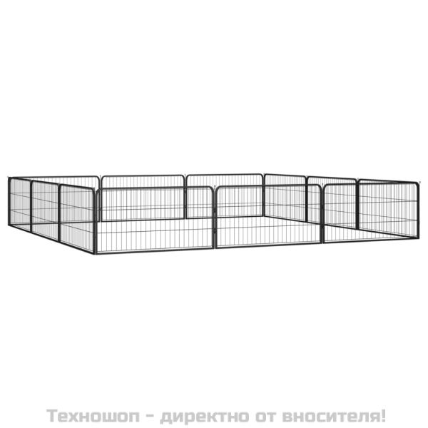 Заграждение за куче черно 12 панела 100x50 см прахово боядисано