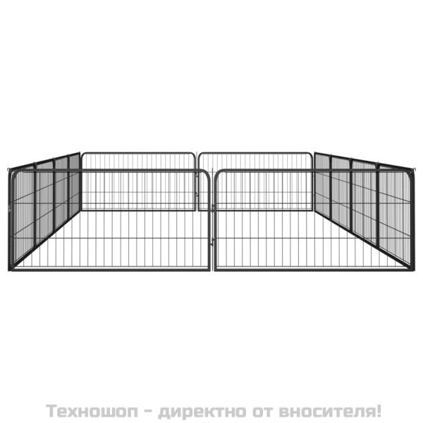 Заграждение за куче черно 12 панела 100x50 см прахово боядисано