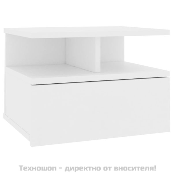 Нощно шкафче за стена, бяло, 40x31x27 см, инженерно дърво