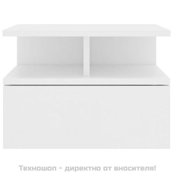 Нощно шкафче за стена, бяло, 40x31x27 см, инженерно дърво