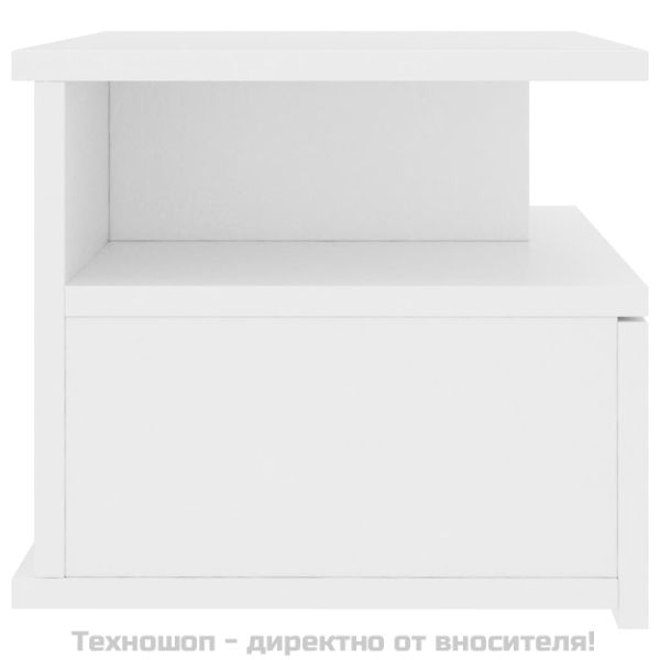 Нощно шкафче за стена, бяло, 40x31x27 см, инженерно дърво
