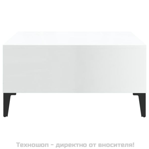 Кафе маса, бял гланц, 60x60x30 см, инженерно дърво