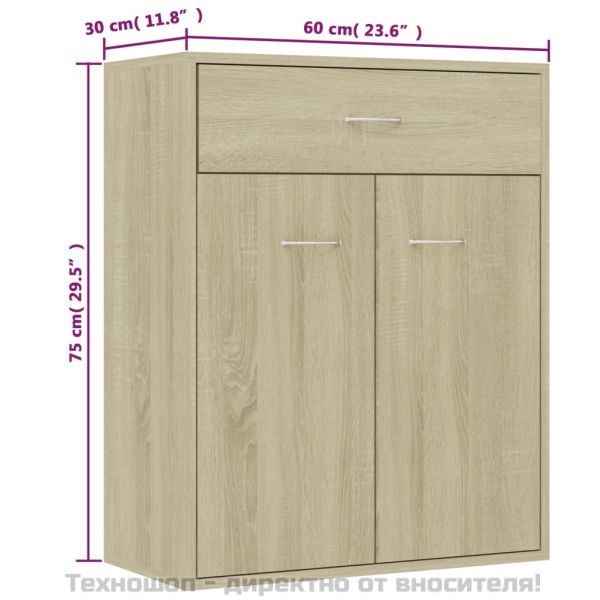 Бюфет, дъб сонома, 60x30x75 см, инженерно дърво