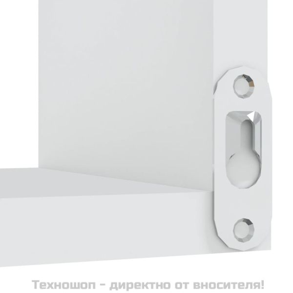 Стенен ъглов рафт, бял, 40x40x50 см, инженерно дърво