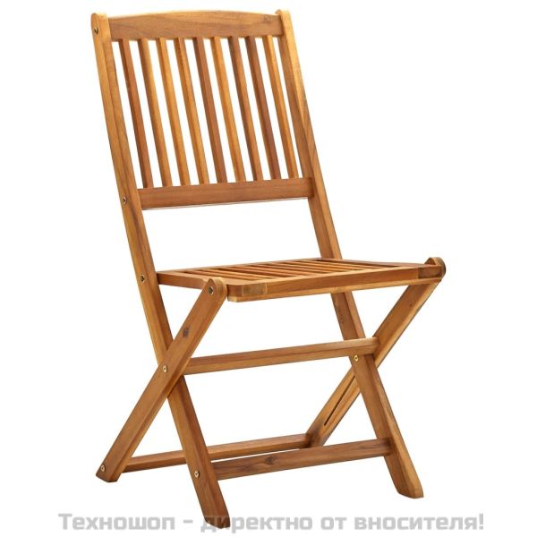 Сгъваеми градински столове, 4 бр, акация масив