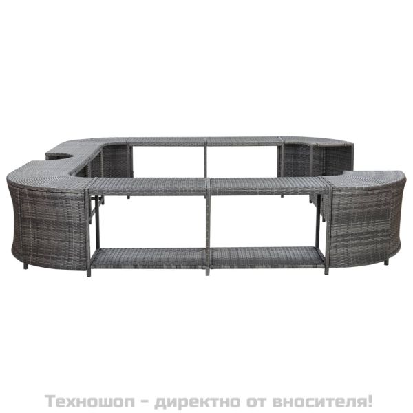 Квадратен спа съраунд, сив, 268x268x55 см, полиратан