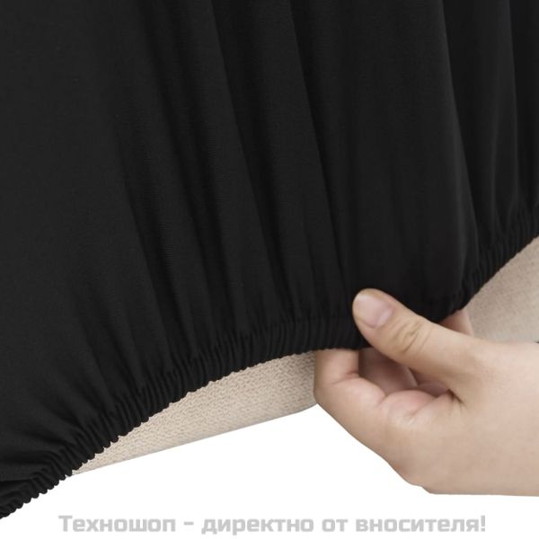 Разтеглив калъф за фотьойл, черен, полиестерно жарсе