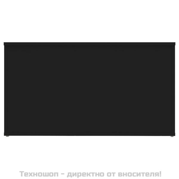 Сандък за съхранение, черен, 84x42x46 см, инженерна дървесина