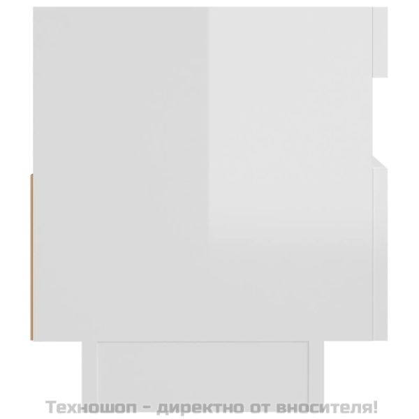 ТВ шкаф с LED осветление, бял гланц, 80x35x40 см