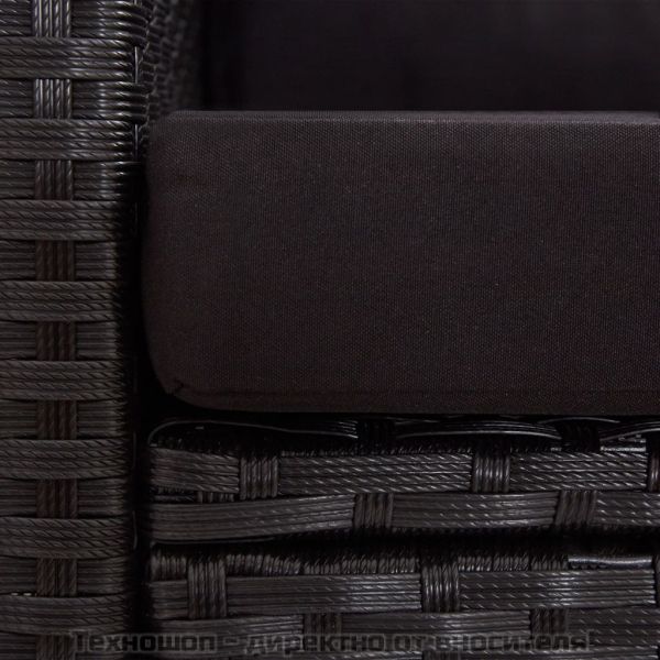 2-местен градински диван с възглавници черен 124 см полиратан