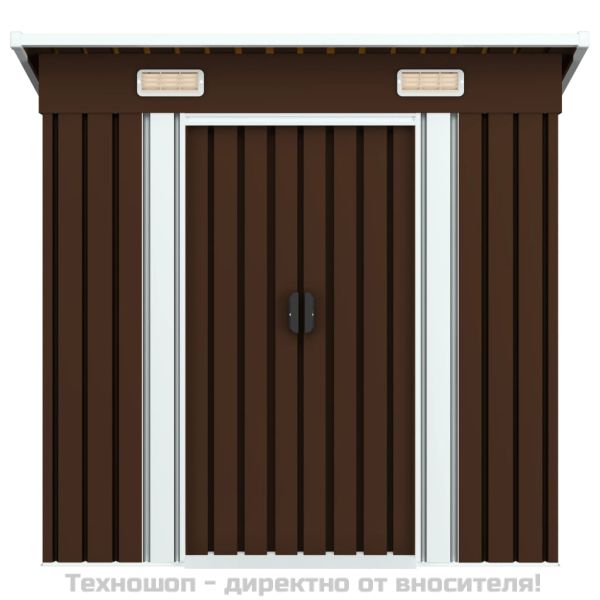 Градинска барака за съхранение, кафява, 194x121x181 см, стомана