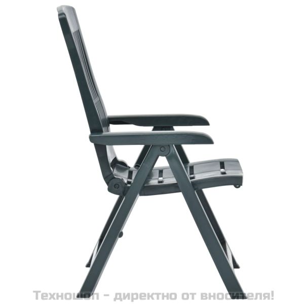 Градински регулируеми столове, 2 бр, пластмаса, зелени