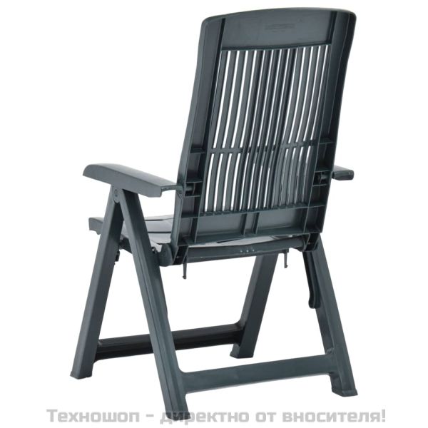 Градински регулируеми столове, 2 бр, пластмаса, зелени