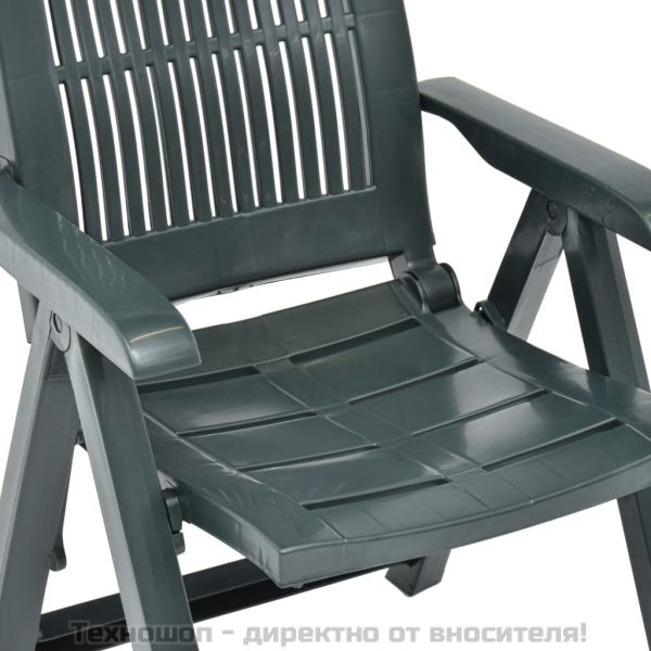 Градински регулируеми столове, 2 бр, пластмаса, зелени