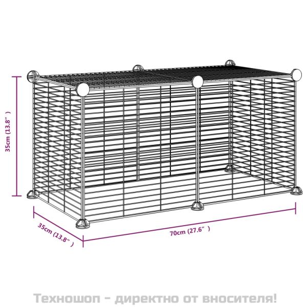 Клетка за домашни любимци, 8 панела, черна, 35x35 см, стомана