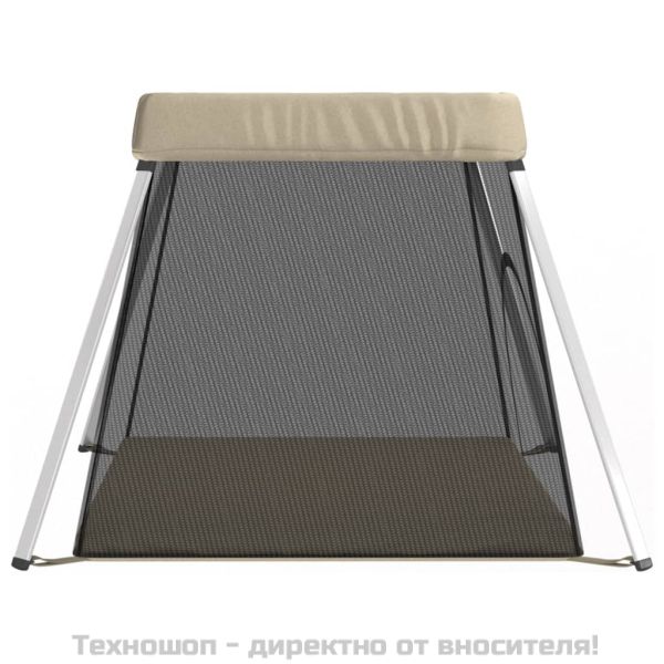 Бебешка кошара с матрак, таупе, ленен плат