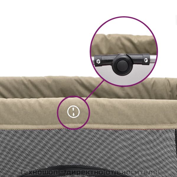 Бебешка кошара с матрак, таупе, ленен плат