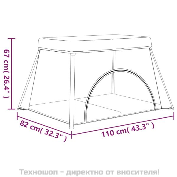 Бебешка кошара с матрак, таупе, ленен плат