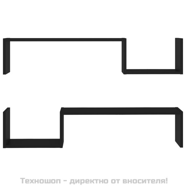 Стенни рафтове, 2 бр, черни, 100x15x20 см, инженерно дърво