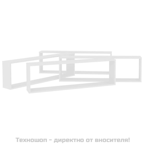 Стенни кубични рафтове, 4 бр, бели, 100x15x30см инженерно дърво