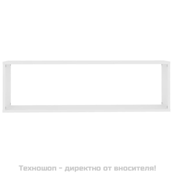 Стенни кубични рафтове, 4 бр, бели, 100x15x30см инженерно дърво