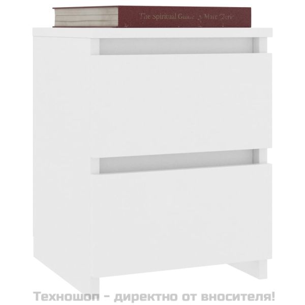 Нощни шкафчета, 2 бр, бели, 30x30x40 см, инженерно дърво