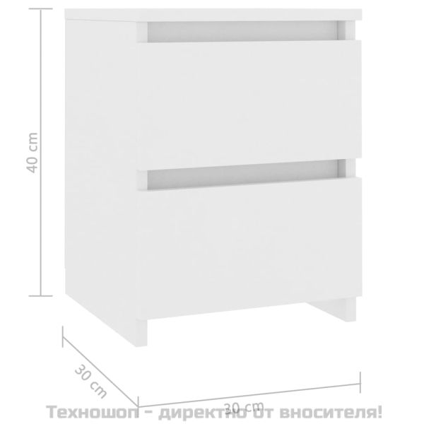 Нощни шкафчета, 2 бр, бели, 30x30x40 см, инженерно дърво