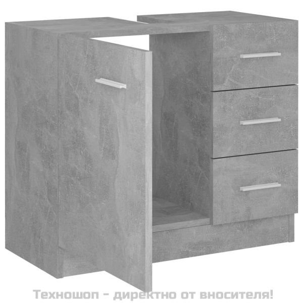 Долен шкаф за мивка, бетонно сив, 63x30x54 см, инженерно дърво